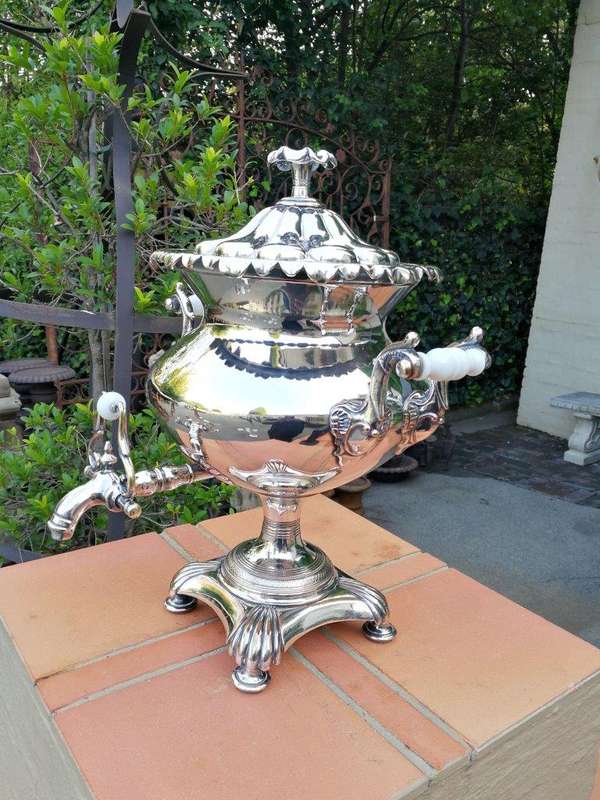 A 19th Century Large Silver-Plate Samovar