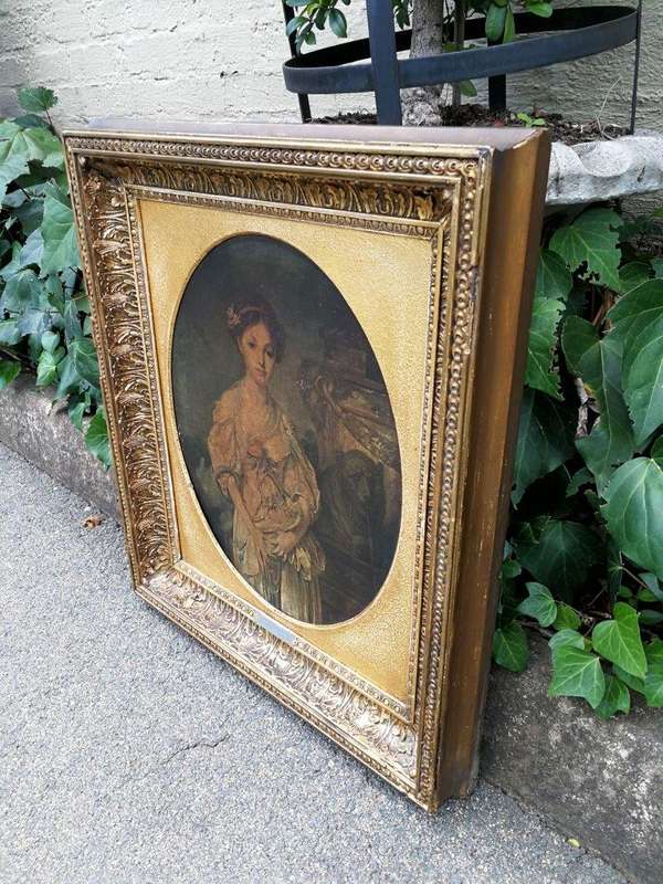 An Antique French Oil On Canvas After Jean-Baptiste Greuze (France, 1725 - 1805)