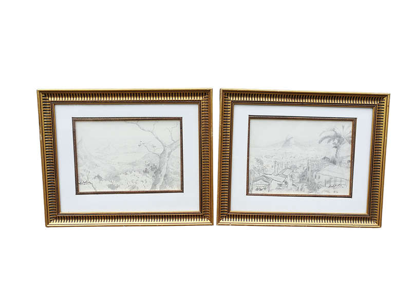 A Pair Of Gabriel De Jongh (South Africa, 1913 - 2004) Pencil On Paper, Signed , Rio De Janeiro S...