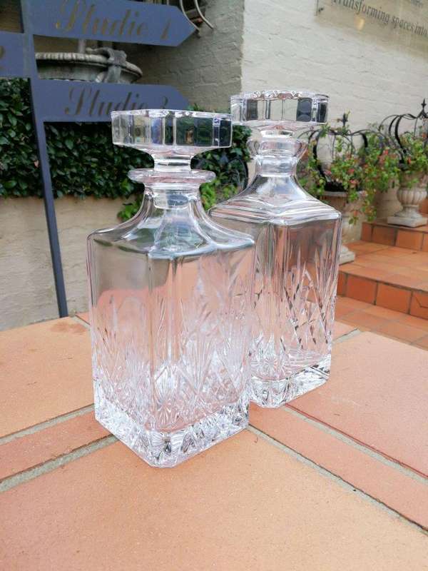 A Set Of Two Cut Crystal Decanters