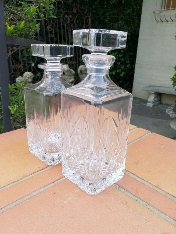 A Set Of Two Cut Crystal Decanters