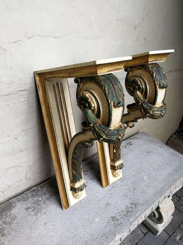 A 21st Century Pair Of Gilt Painted Wooden Wall Brackets/Sconces