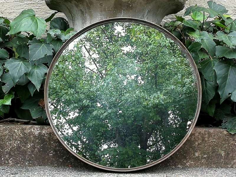 A 20th Century Rotating Cake/Sandwich Stand With Mirror And Brass Frame On Wooden Base