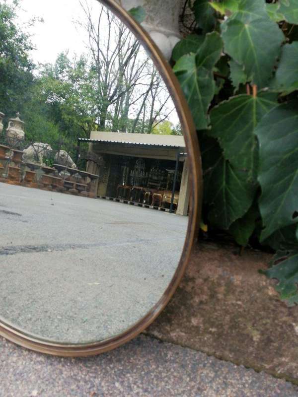A 20th Century Rotating Cake/Sandwich Stand With Mirror And Brass Frame On Wooden Base