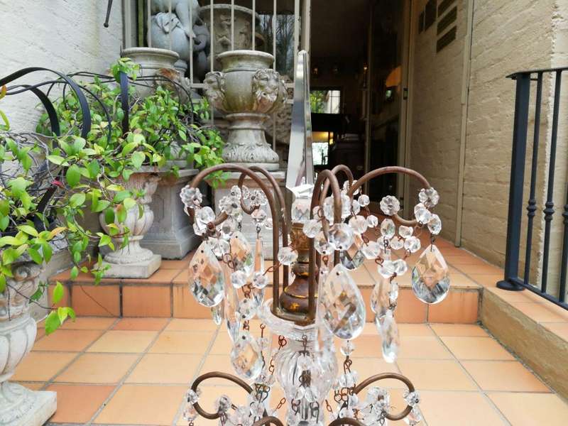 A 20th Century Large Pair Of French Style Crystal Lamps Electrified