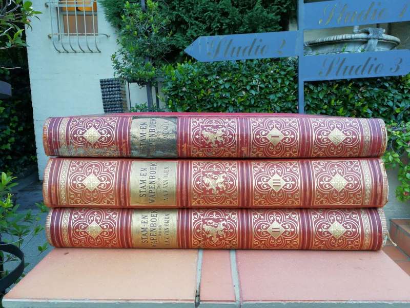 A Set Of Late 19th Century Circa 1885/1890 Extra-Large Size Decorative Books Entitled Stam En Wap...