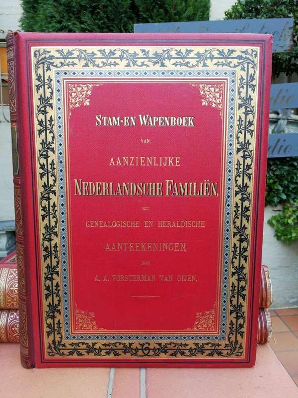 A Set Of Late 19th Century Circa 1885/1890 Extra-Large Size Decorative Books Entitled Stam En Wap...