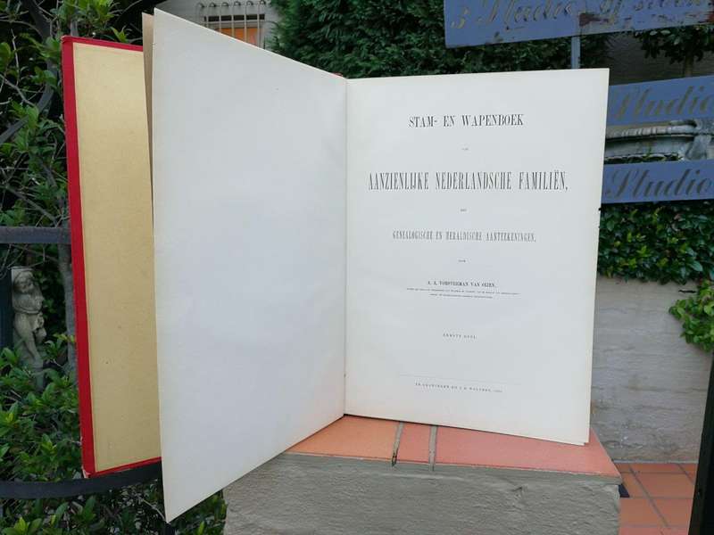 A Set Of Late 19th Century Circa 1885/1890 Extra-Large Size Decorative Books Entitled Stam En Wap...