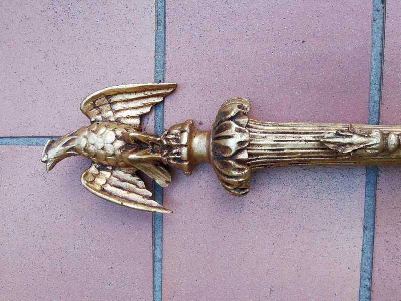 A 20th Century Pair Of Carved Gold Painted Wall Sconces With Eagles