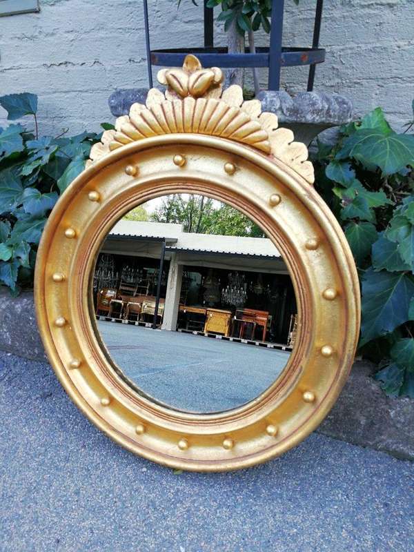 A Large Giltwood Regency Convex Mirror