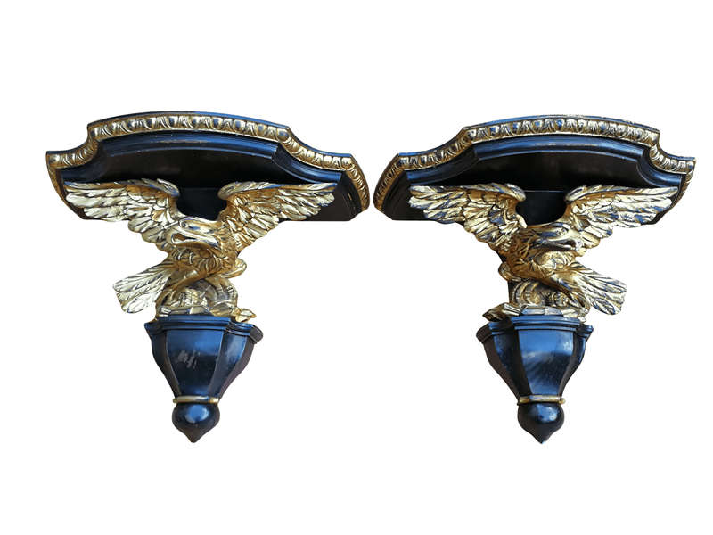 A 20th Century Pair Of Carved Wall Sconces