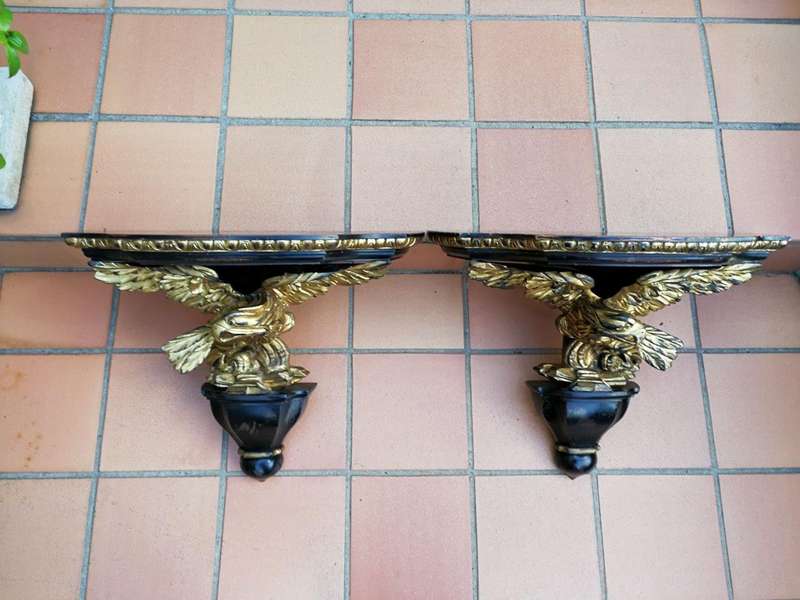 A 20th Century Pair Of Carved Wall Sconces