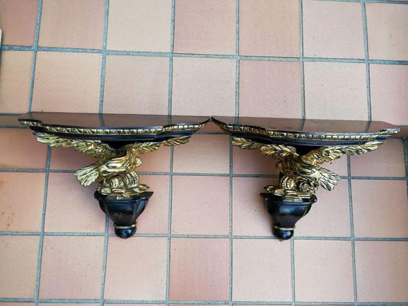 A 20th Century Pair Of Carved Wall Sconces