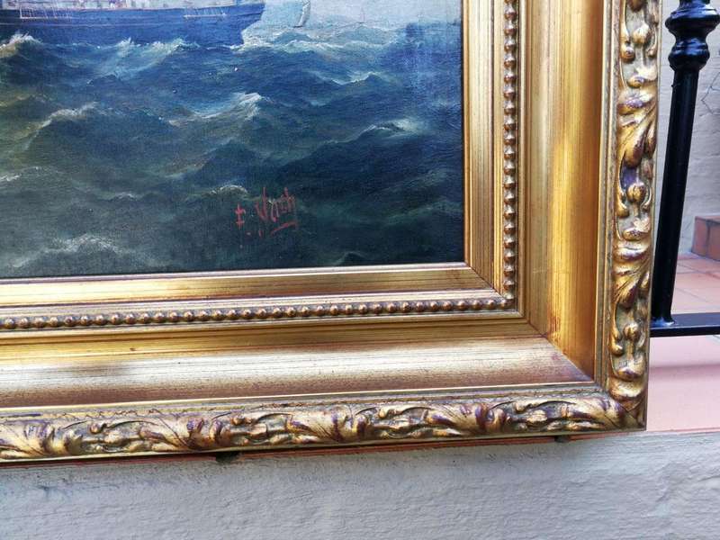 A Pair of 19th Century English Oil on Canvas Paintings in Gilt Frames Signed F. Nash