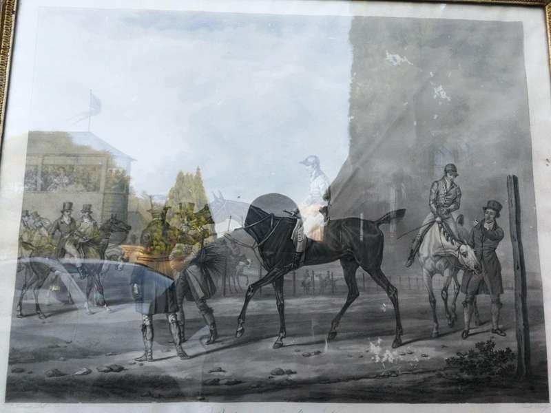 A Pair of Prints In Ornate Giltwood Frames. After Vernet La Course and Preparatifs Dune Course
