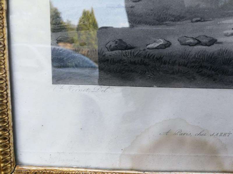 A Pair of Prints In Ornate Giltwood Frames. After Vernet La Course and Preparatifs Dune Course