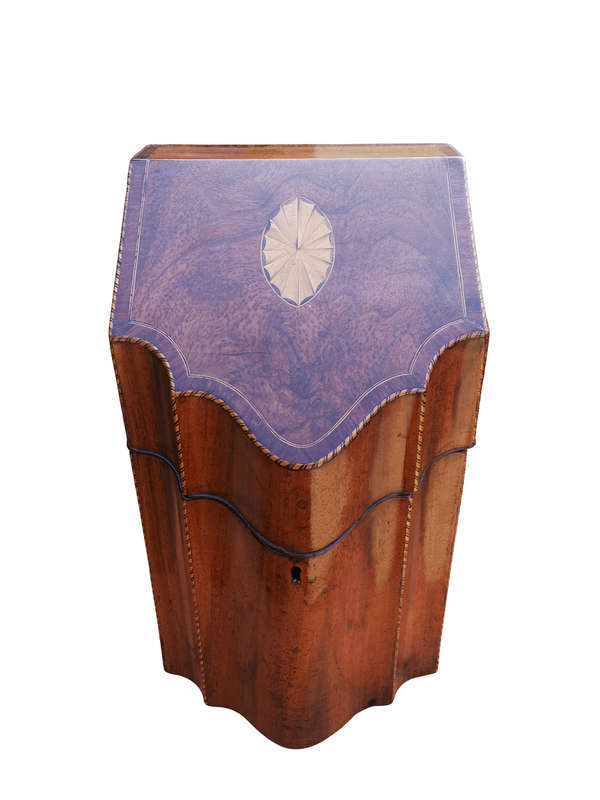 An 18th Century Walnut and Inlaid Knife Box. Interior missing