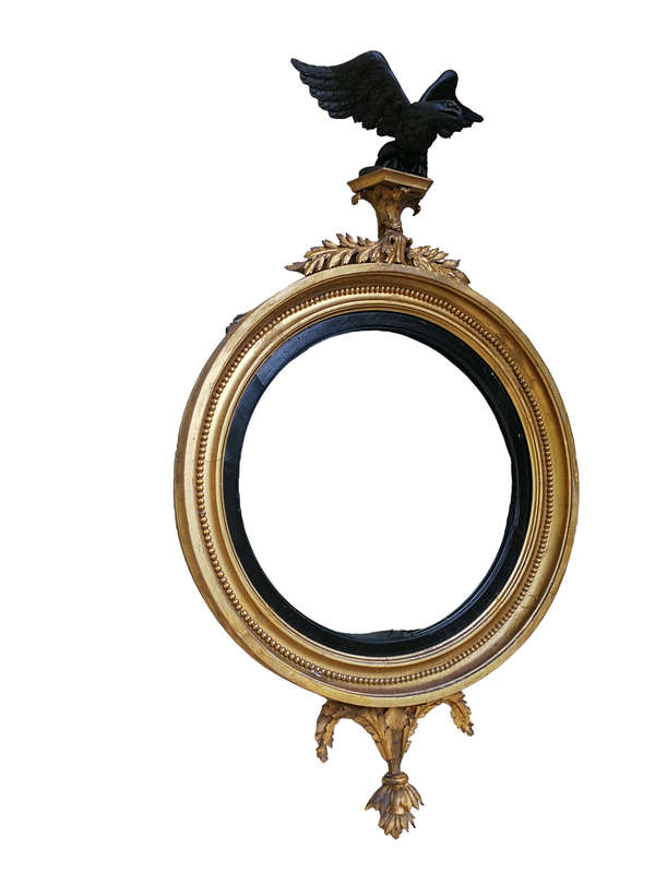 A Circa 1800 Regency Gilt-Wood Convex Mirror With  British Antique Dealers Association Stamp