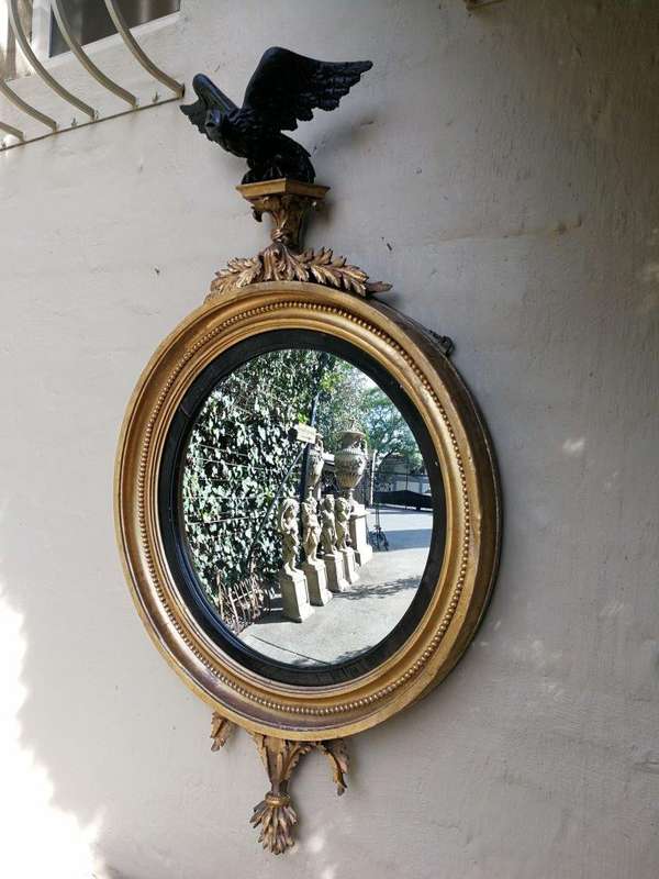 A Circa 1800 Regency Gilt-Wood Convex Mirror With  British Antique Dealers Association Stamp