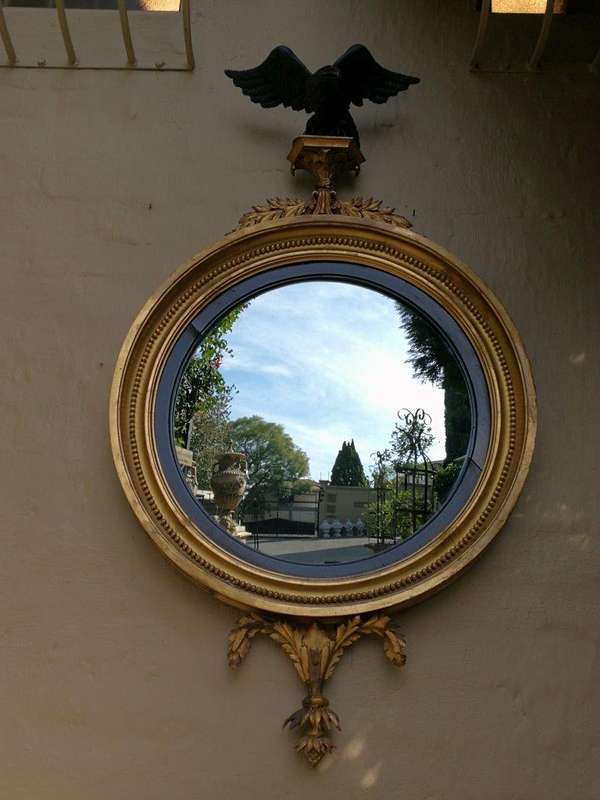 A Circa 1800 Regency Gilt-Wood Convex Mirror With  British Antique Dealers Association Stamp