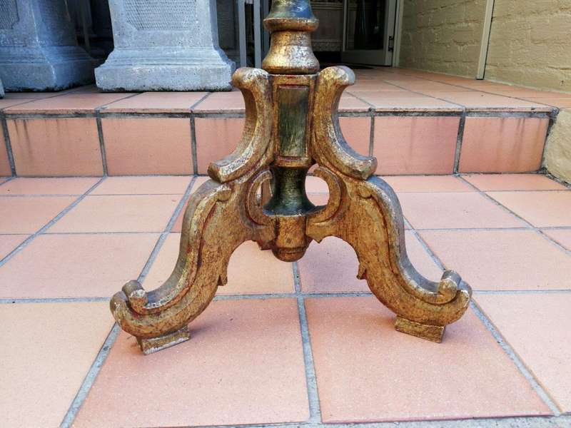 An Early 20th Century Carved Wooden Candle Holder, Gilt And Cream Painted