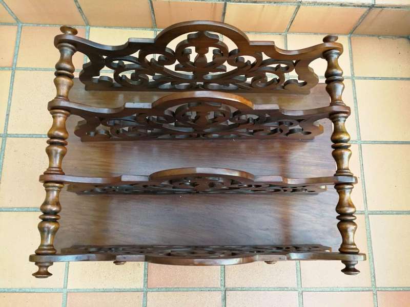 An Edwardian Circa 1905 Mahogany and Inlaid Canterbury with Drawer and on Castors