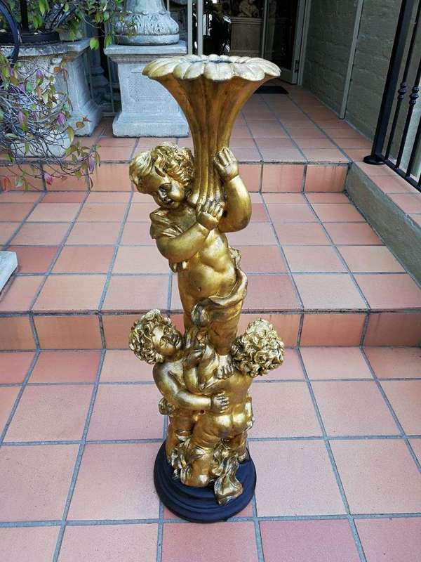 An Extremely Tall Gilt-painted Carved Wooden Candleholder