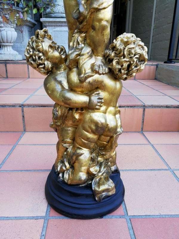 An Extremely Tall Gilt-painted Carved Wooden Candleholder