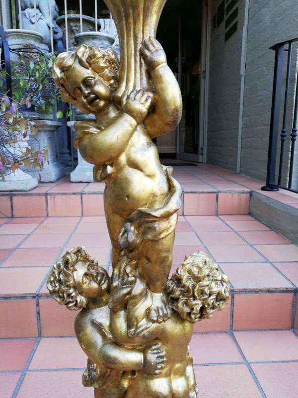 An Extremely Tall Gilt-painted Carved Wooden Candleholder