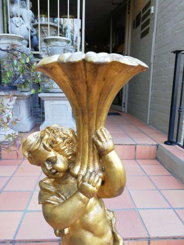 An Extremely Tall Gilt-painted Carved Wooden Candleholder