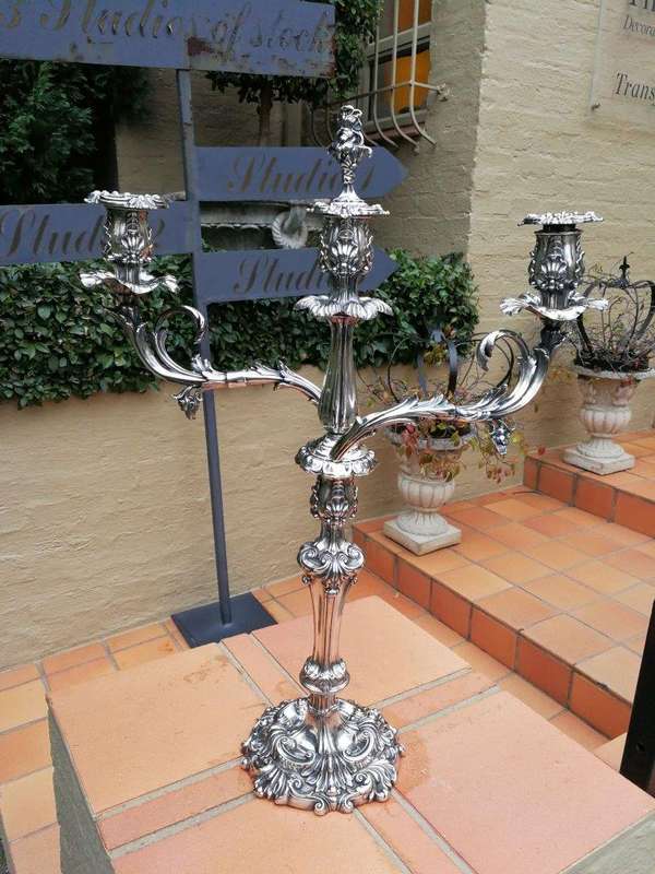 An Electroplate Three Light Candelabra