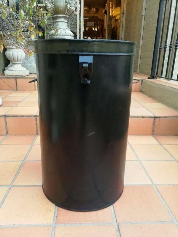 A 20TH Century Hand-Painted  Gold/Black Metal Bin