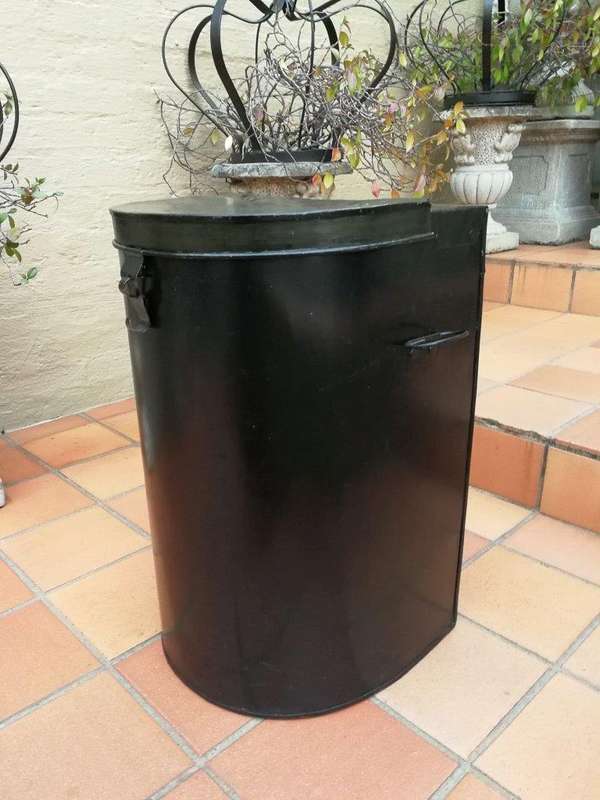 A 20TH Century Hand-Painted  Gold/Black Metal Bin