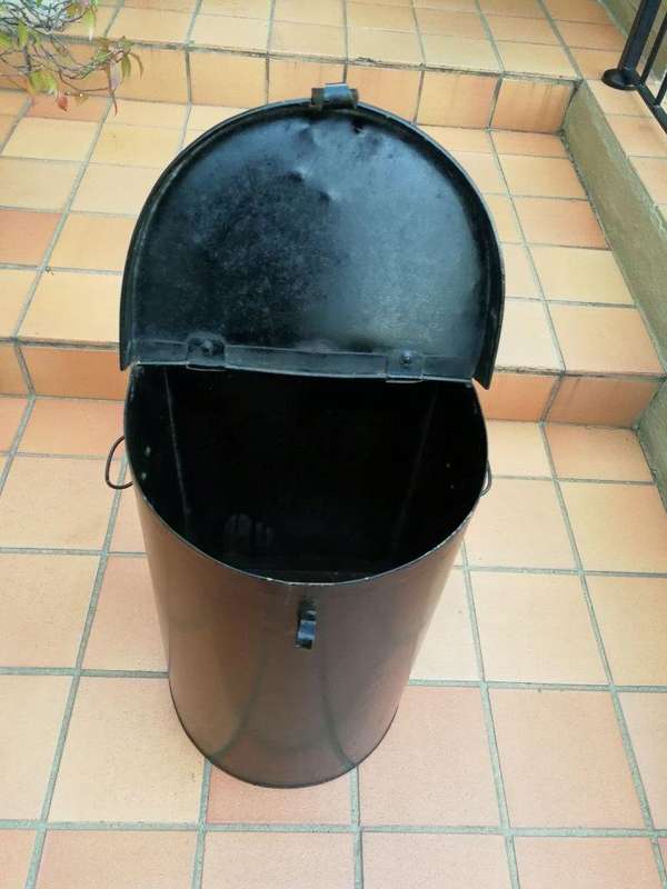 A 20TH Century Hand-Painted  Gold/Black Metal Bin