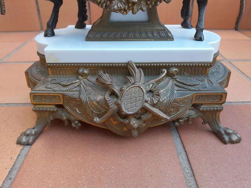 A 20th Century Brass Clock And Candelabrum Garniture Set