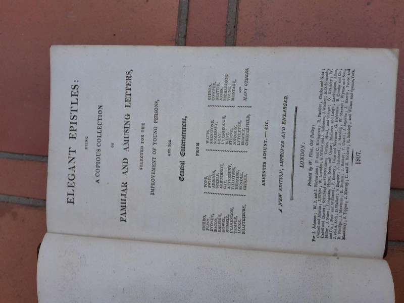 An Antique Circa 1807 Collection of Two Hard Cover Books of Elegant Episties  Published by J. Ma...