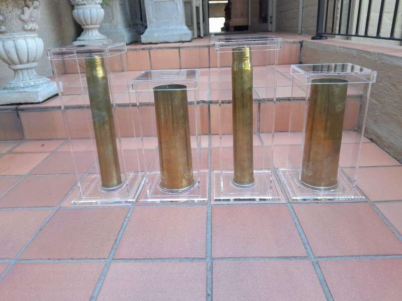 A Set Of 20th Century Circa 1940 Military Brass Cannon Shells Two With SA Union Military Markings...