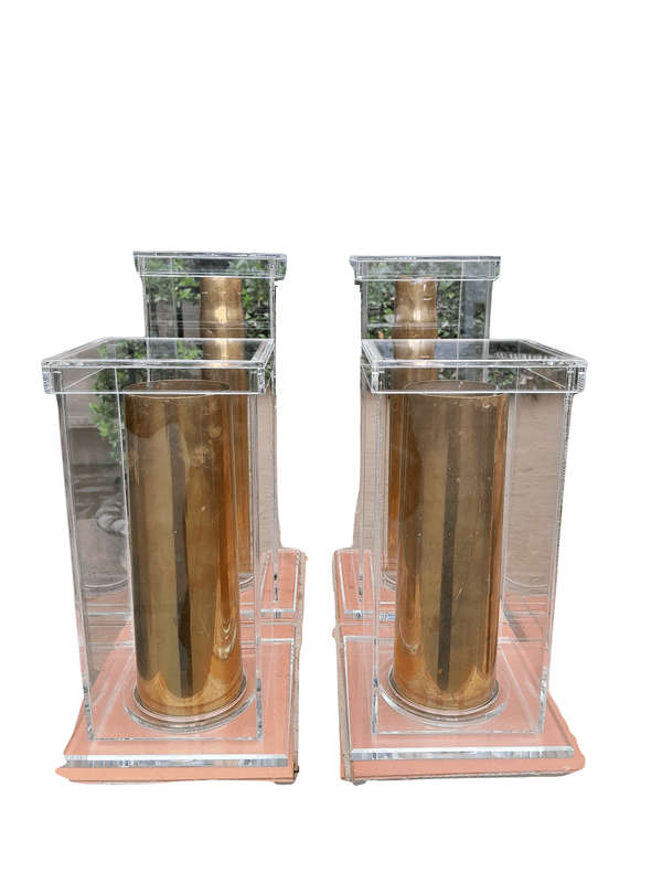 A Set Of 20th Century Circa 1940 Military Brass Cannon Shells Two With SA Union Military Markings...