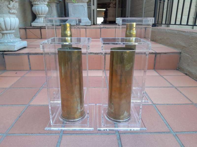A Set Of 20th Century Circa 1940 Military Brass Cannon Shells Two With SA Union Military Markings...