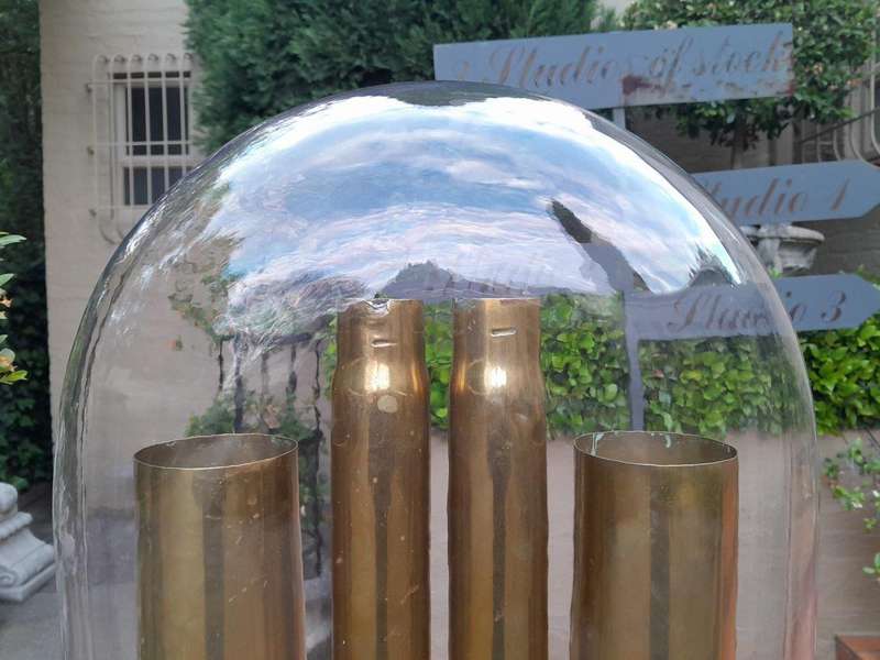 A 20th Century Circa 1940 Set Of 4 Military Brass Cannon Shells (Two With SA Union Military Marki...