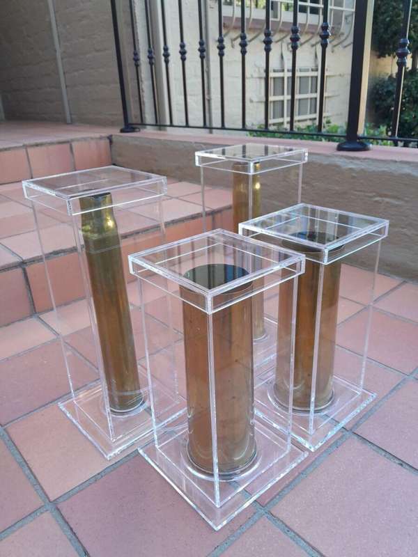 A Set Of 20th Century Circa 1940 Military Brass Cannon Shells Two With SA Union Military Markings...