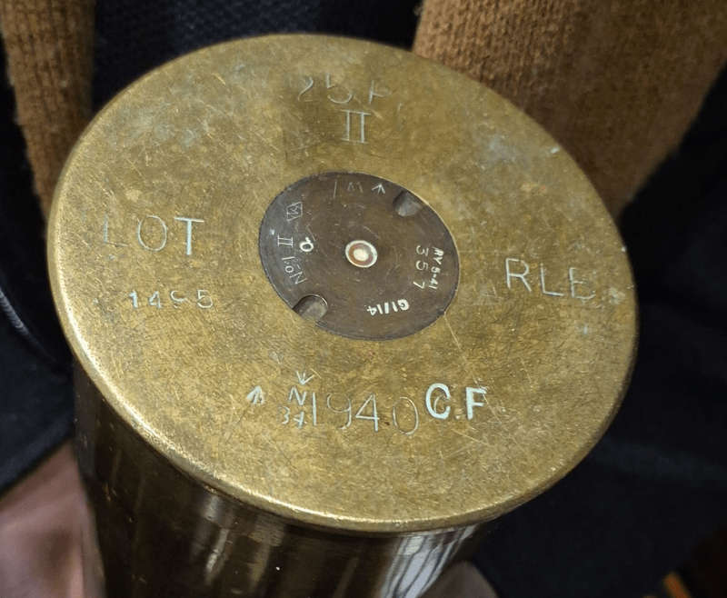 A Set Of 20th Century Circa 1940 Military Brass Cannon Shells Two With SA Union Military Markings...
