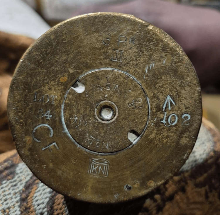 A Set Of 20th Century Circa 1940 Military Brass Cannon Shells Two With SA Union Military Markings...