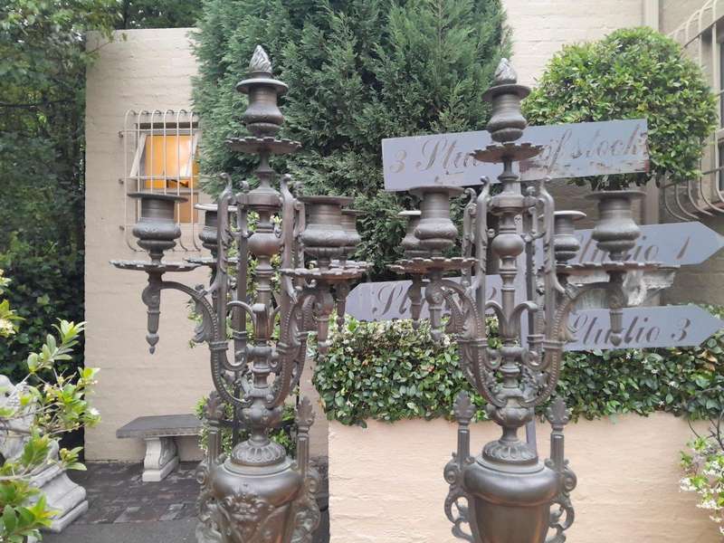 An Early 20th Century Pair Of Tall Bronze Candelabra
