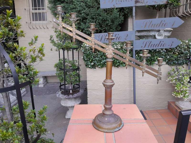 An Antique 20th Century Brass Seven Light Alter Candelabra