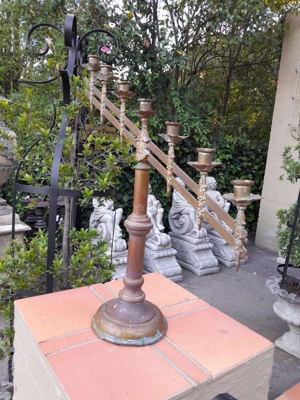 An Antique 20th Century Brass Seven Light Alter Candelabra
