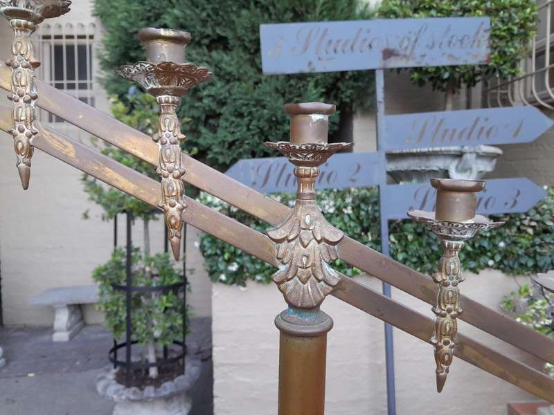 An Antique 20th Century Brass Seven Light Alter Candelabra