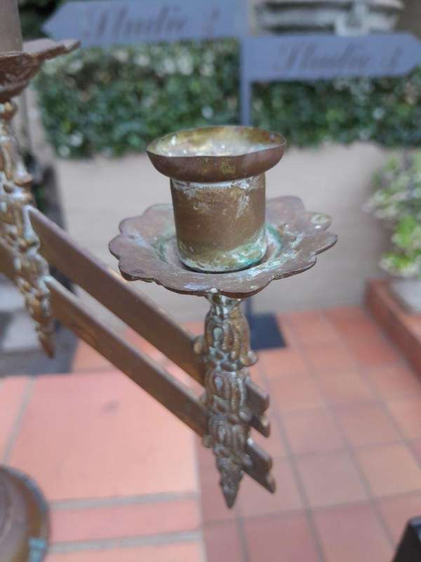 An Antique 20th Century Brass Seven Light Alter Candelabra