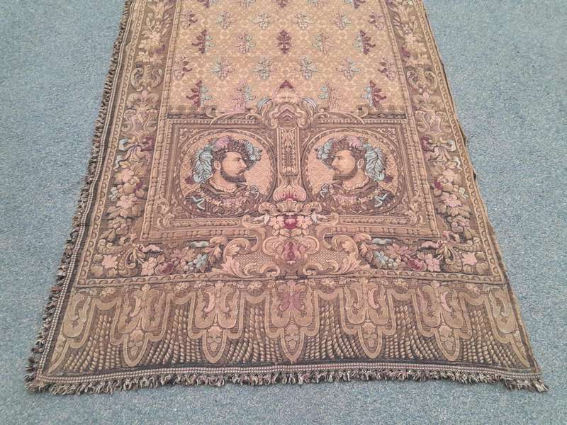 Antique French Medieval Scene Wall Hanging Tapestry