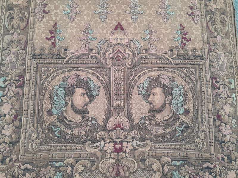 Antique French Medieval Scene Wall Hanging Tapestry